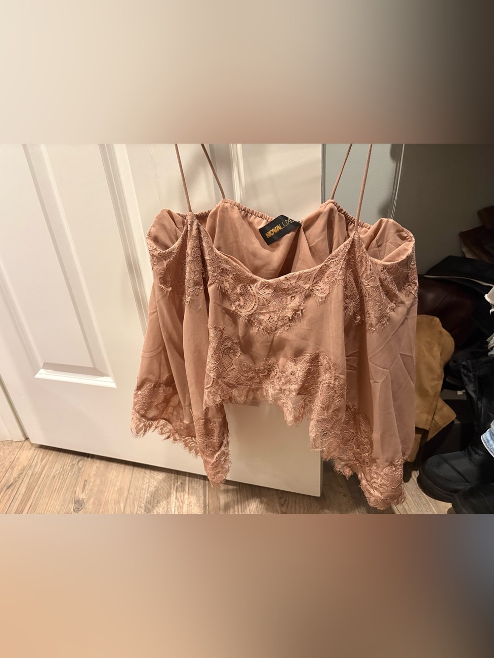 Fashion Nova Dusty Rose Lace Trim Spaghetti Strap Camisole